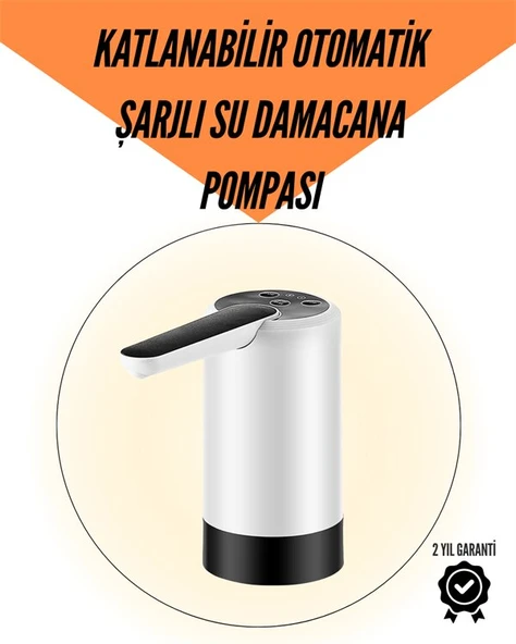 Şarjlı Su Pompası 8000mAh | Cam Damacana Uyumlu | Tek Tuşla Kontrol | USB Şarjlı Otomatik Dolum ürün görseli 1