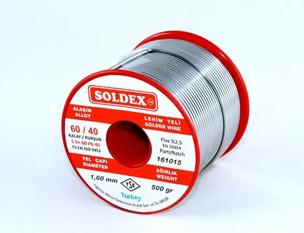 Soldex 60-40 Lehim Teli 500 Gr 1 Mm - Sn:60 / Pb:40 ürün görseli 1