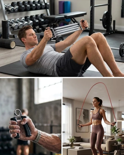 Ev Spor Seti Atlama İpi El Yayı Karın Egzersiz Aleti Fitness Seti ürün görseli 1