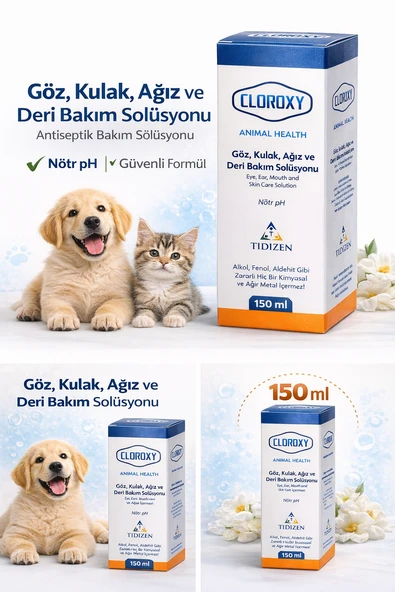 Cloroxy Kedi Köpek Göz Kulak Ağız ve Deri Bakım Solüsyonu 150 ml - Antiseptik Bakım Solüsyonu - Resim 3