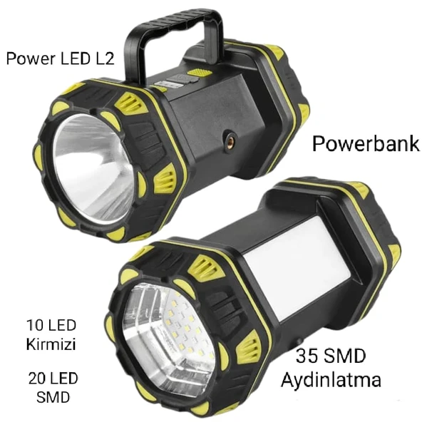 F.B.I F-262 Yeni Güçlü Çift Taraflı Taşınabilir Spot Ve Işıldak USB Powerbank Şarjlı Fener ürün görseli 1