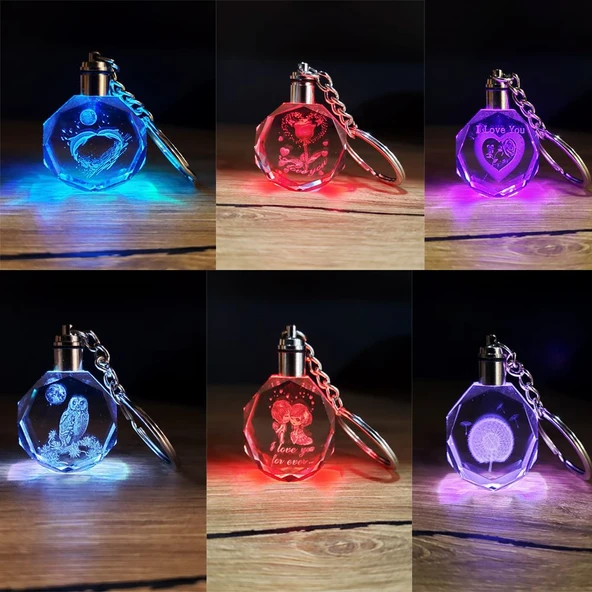 Karışık Modellerde Kristal Işıklı Anahtarlık ürün görseli 1