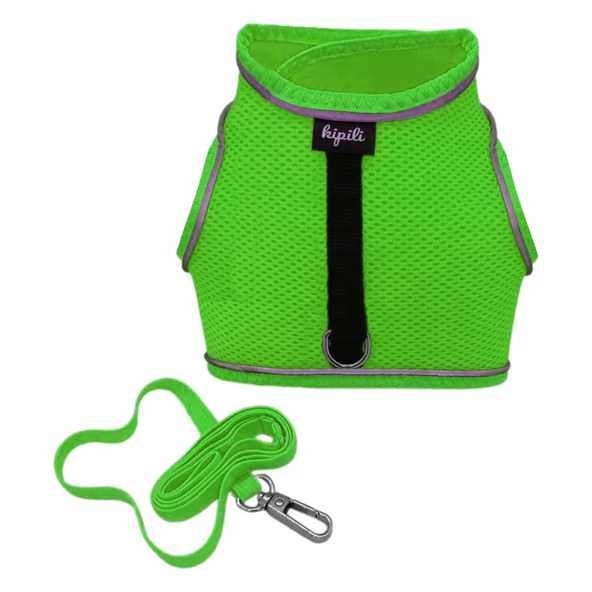 Çift Kilitli Sportif Kedi Köpek Göğüs Tasma Seti 34-44 cm Large Yeşil ürün görseli 1