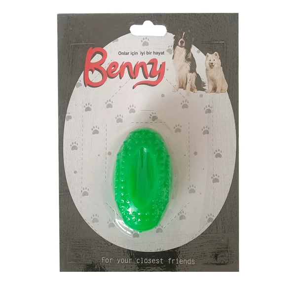 Benny Köpek Oyuncağı Sert Elips Top 8 x 4.5 cm Yeşil ürün görseli 1