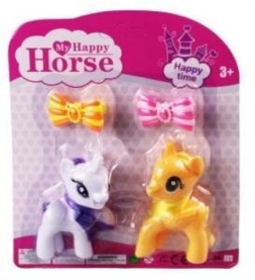 L-34-10 - PONY 2 Lİ FİGÜR SET TOKALI KARTELA BEYAZ - 1 ADET ürün görseli 1