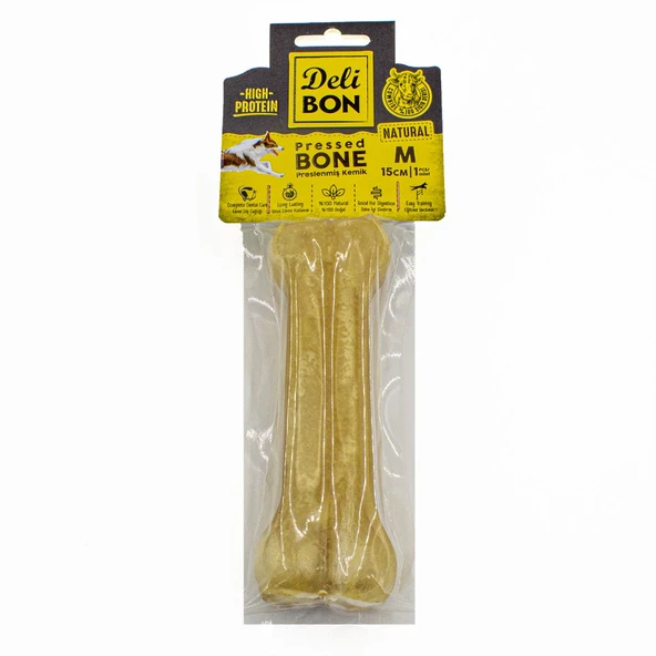 Deri Köpek Çiğneti Pres Kemik 1x15cm Natural ürün görseli 1