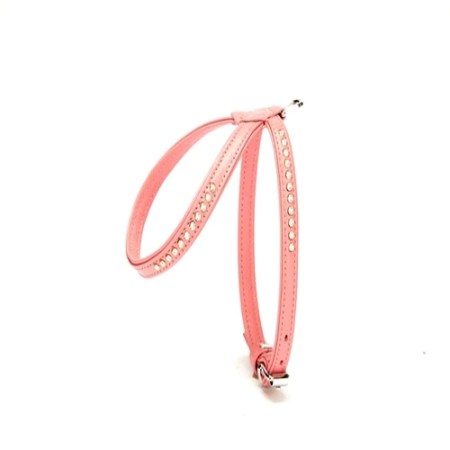 Taşlı Deri Köpek Göğüs Tasması 1,2 x 21-30 cm Pembe ürün görseli 1