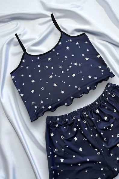 Yıldız Desenli  Şortlu Pijama - Resim 3