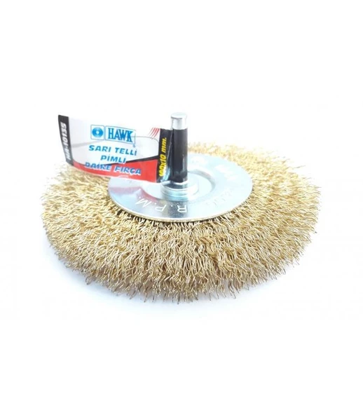HA10135 Pimli Sarı Tel Daire Fırça 100x10 mm ürün görseli 1