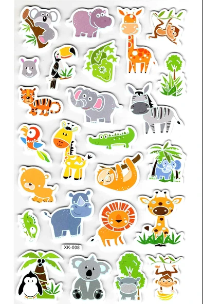 Sticker Eva Kabartmalı Stiker Çıkartma Defter Etiket (XK008) 14x24 cm - Orman Hayvanları ürün görseli 1