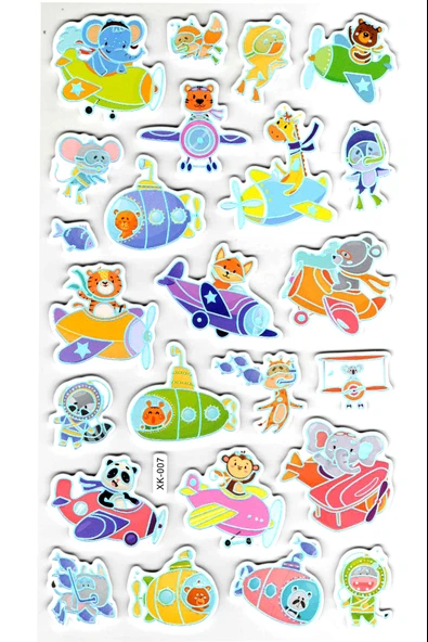Sticker Eva Kabartmalı Stiker Çıkartma Defter Etiket (XK007) 14x24 cm - Uçak Denizaltı Hayvan ürün görseli 1