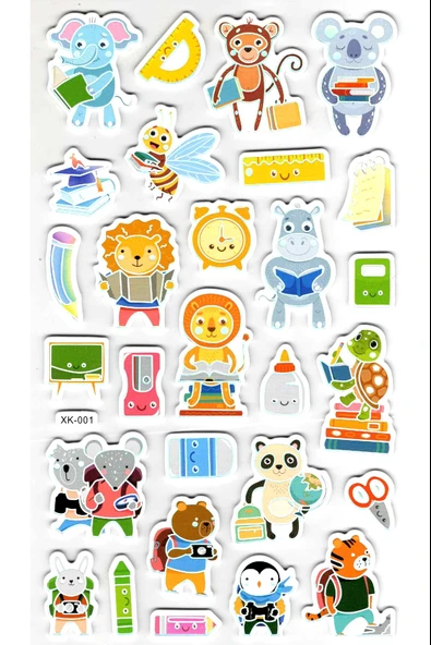 Sticker Eva Kabartmalı Stiker Çıkartma Defter Etiket (XK001) 14x24 cm - Okul Hayvan Sevimli ürün görseli 1