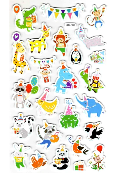 Sticker Eva Kabartmalı Stiker Çıkartma Defter Etiket (XK002) 14x24 cm - Parti Hayvan Sevimli ürün görseli 1