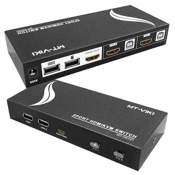 Powermaster PM-14742 2 Port HDMI KVM Switch Ultra HD 4K Kasa Çoklu Bilgisayar Kontrol Cihazı ürün görseli 1