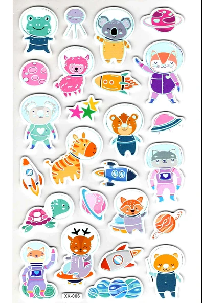 Sticker Eva Kabartmalı Stiker Çıkartma Defter Etiket (XK006) 14x24 cm - Astronot Hayvan Sevimli ürün görseli 1