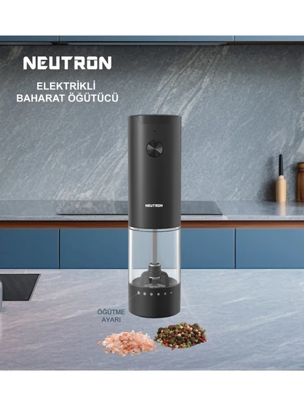 Neutron NTL-PG-03 Dıştan Öğütme Ayarlı Pilli Tuz Karabiber Değirmeni Baharat Öğütücü Tekli ürün görseli 1