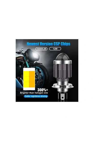 Carub Led Far Ampül Metal Gövde Füme Kasa H-4 Uzun Kısa Vardır Kısa Sarı Uzun Beyaz ürün görseli 1
