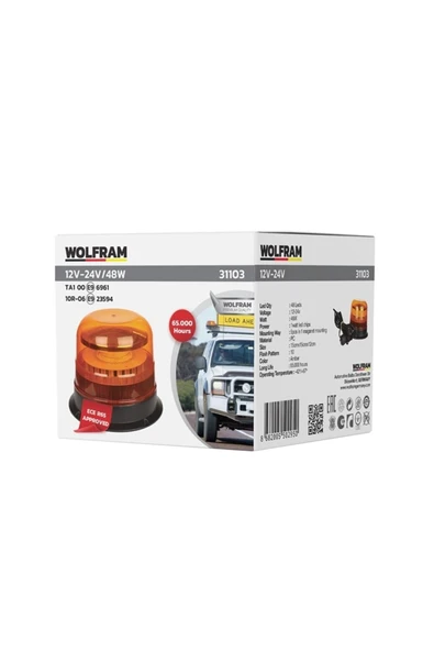 WOLFRAM LEDLİ DÖNER LAMBA MIKNATISLI ve VATUZLU 12/24Volt 48Watt ürün görseli 1