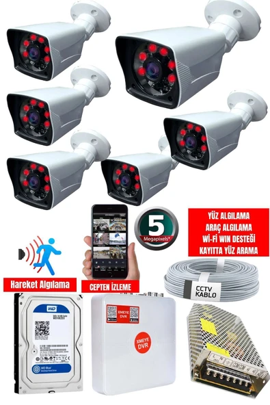 maxcam 6 Kameralı 5 MP Sony Fulhan Gece Görüşlü, Dış Mekan Mekan Kamera Sistemi ürün görseli 1
