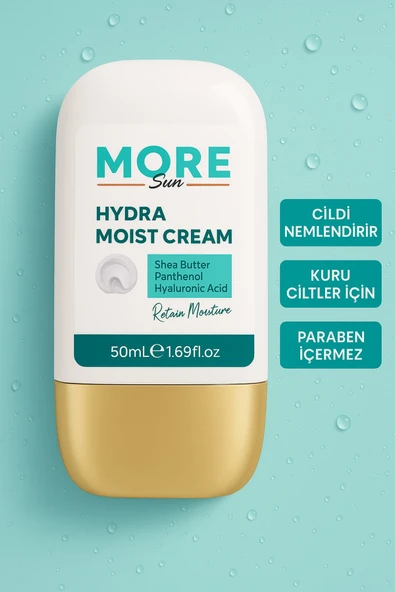 MORESUN Su Bazlı El Ve Yüz Bakım Kremi Yağlı His Bırakmaz Hydra Moist Tüm Cilt Tipleri ürün görseli 1