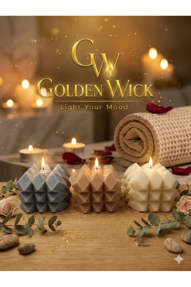MORESUN Golden Wick  Amber, Beyaz Sabun, Kahve Prizma Mum 3’lü Set ürün görseli 1