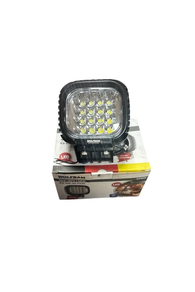 WOLFRAM LED KARE ÇALIŞMA FARI 10-30V E-BELGELİ 48W 4500 LÜMEN UZAK NOKTA ürün görseli 1
