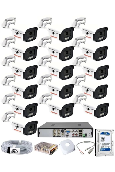 maxcam 16 Kameralı Sesli 5mp - Gece Renkli Araç Ve Yüz Tanımalı Kamera Sistemi - Hazır Sesli Kamera Seti ürün görseli 1