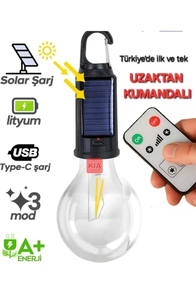 maxcam Solar Kumandalı LED Ampul - Güneş Enerjili Ampul Lamba ürün görseli 1