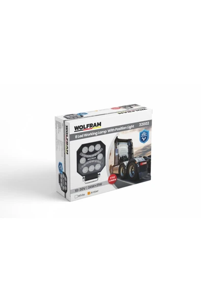 WOLFRAM Led Çalışma Lambası Emojili 8 Led Beyaz + Sarı Sinyal Fonksiyonlu 10/30V E-Belgeli 24W+21W - ürün görseli 1