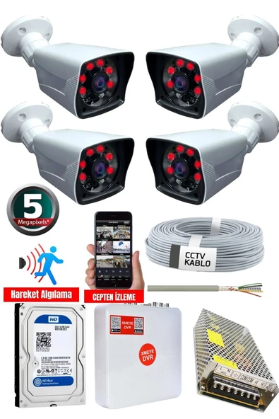 maxcam 4 Kameralı 5 MP Sony Fulhan Gece Görüşlü, Dış Mekan Mekan Kamera Sistemi ürün görseli 1