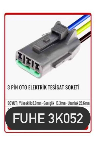 fuhe 3k052 3 Pin Oto Elektrik Tesisat Soketi ürün görseli 1