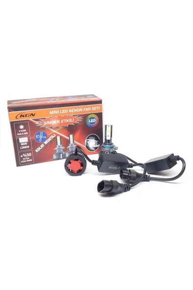 Kgn 9v-32v Hb3 9005 Dob Led Xenon Far Ampul Seti 50w 6000k 8600 Lümen Canbus ürün görseli 1