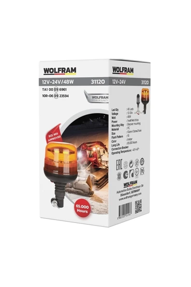 WOLFRAM Ledli Döner Lamba Körüklü 12 Volt 48watt ayak dahil ürün görseli 1