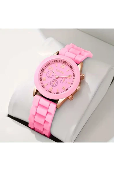 MORESUN Dijital Ölçekli Kadife, Minimalist Pembe Kadın Saati ürün görseli 1
