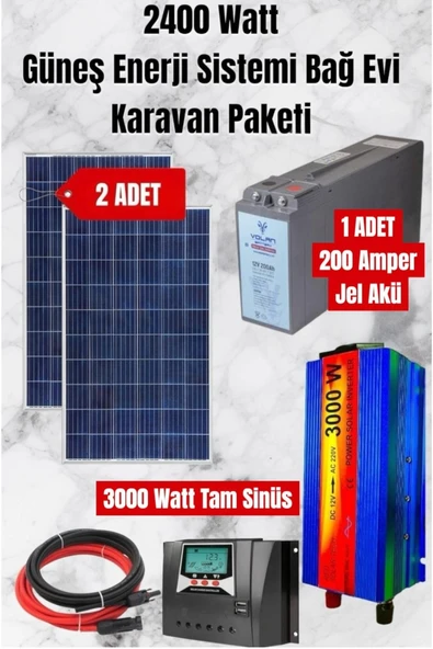 maxcam 2400 WATT  TV, Buzdolabı, Aydınlatma İçin Güneş Enerji Sistemi Bağ Evi Ve Karavan Solar Sistem ürün görseli 1