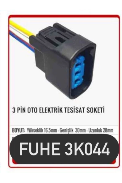 fuhe Fhe 3k044 3 Pin Oto Elektrik Tesisat Soketi ürün görseli 1