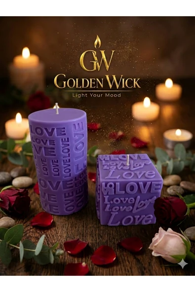 MORESUN Golden Wick Lavanta “I Love” Kare Mum 2'li ürün görseli 1