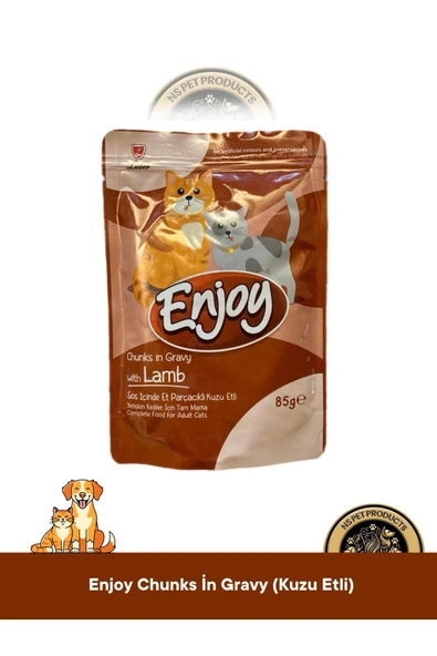 ENJOY POUCH ET PARÇACIKLI KUZU ETLİ KEDİ 85 GR ürün görseli 1
