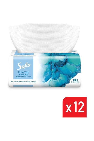 SOFİA EL VE YÜZ HAVLUSU 100 LÜ 12 ADET ürün görseli 1