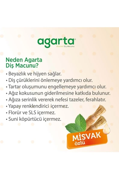 AGARTA BİTKİSEL TAM KORUMA DİŞ MACUNU MİSVAK 100ML - Resim 6