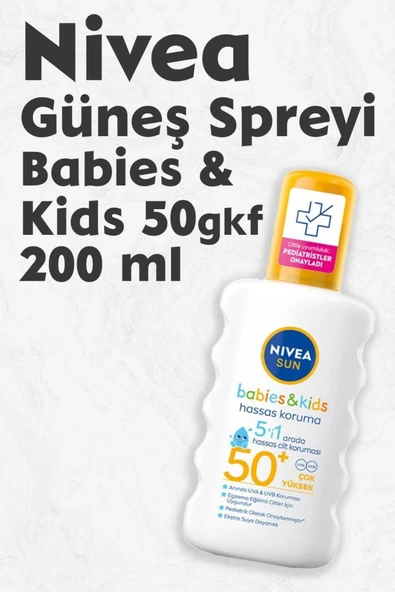 NİVEA ÇOCUKLAR İÇİN GÜNEŞ KORUYUCU SPREY 200 ML 1 ADET ürün görseli 1