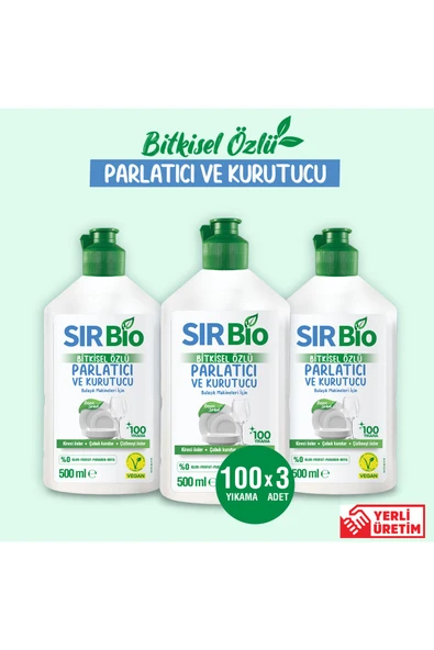 Sır Bio Bitkisel Özlü Bulaşık Makinesi Parlatıcı & Kurutucu 3 x 500 ML ürün görseli 1