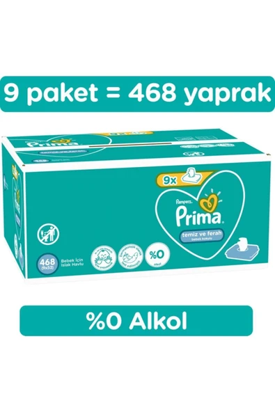 PRİMA ISLAK HAVLU FRESH TEMİZ FERAH 52Lİ 9 ADET ürün görseli 1