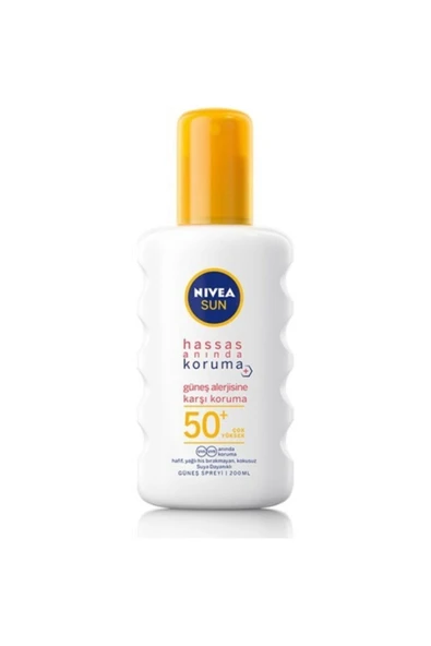 NIVEA SUN HASSAS ANINDA KORUMA SPREY SPF 50+ 200ML ürün görseli 1