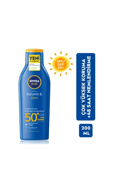 NİVEA GÜNEŞ SÜTÜ KORUMA&NEM 50(ÇOK YÜKSEK) 200ML 1 ADET ürün görseli 1