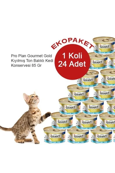 Gourmet Gold Kıyılmış Ton Balıklı Konserve Yetişkin Kedi Maması 24 x 85 G ürün görseli 1