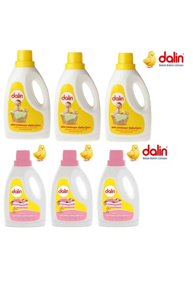 DALİN SIVI ÇAMAŞIR DETERJANI 1500 ML 3 ADET BAHAR NİNNİ YUMUŞATICI 1500 ML 3 ADET TOPLAM 6 ADET ürün görseli 1