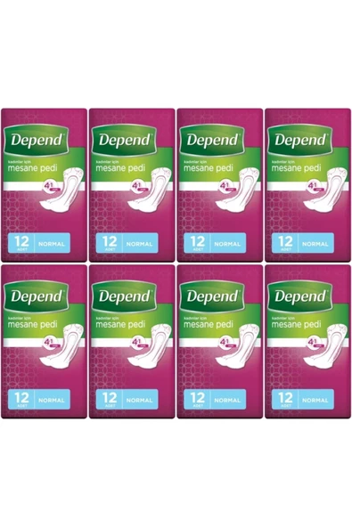 DEPEND MESANE PEDİ KADIN NORMAL 12 Lİ 8 PAKET ürün görseli 1