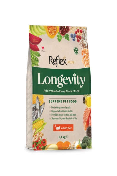 REFLEX PLUS LONGEVITY YETİŞKİN KEDİ MAMASI 1100 G ürün görseli 1