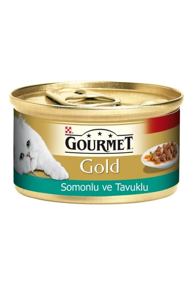 Gourmet Gold Somon ve Tavuklu Konserve Yetişkin Kedi Maması 85 G ürün görseli 1
